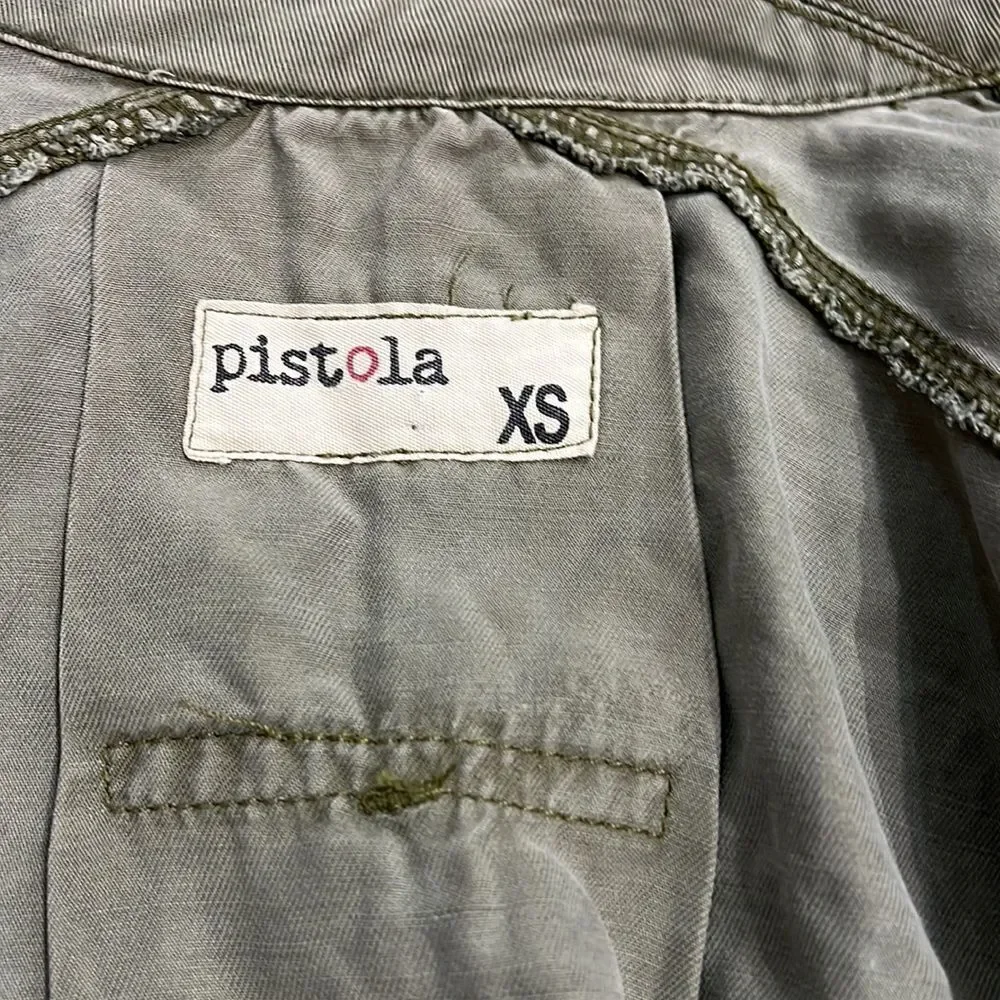 Pistola Revolve Bowie‎ Moto Swing Jacket 100% Tencel Hi-Lo Hem Military size S